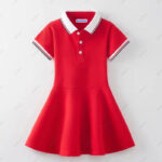 Girls School Uniform Dress England Style Kids Short Sleeve Polo