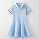 Girls School Uniform Dress England Style Kids Short Sleeve Polo - Image 7